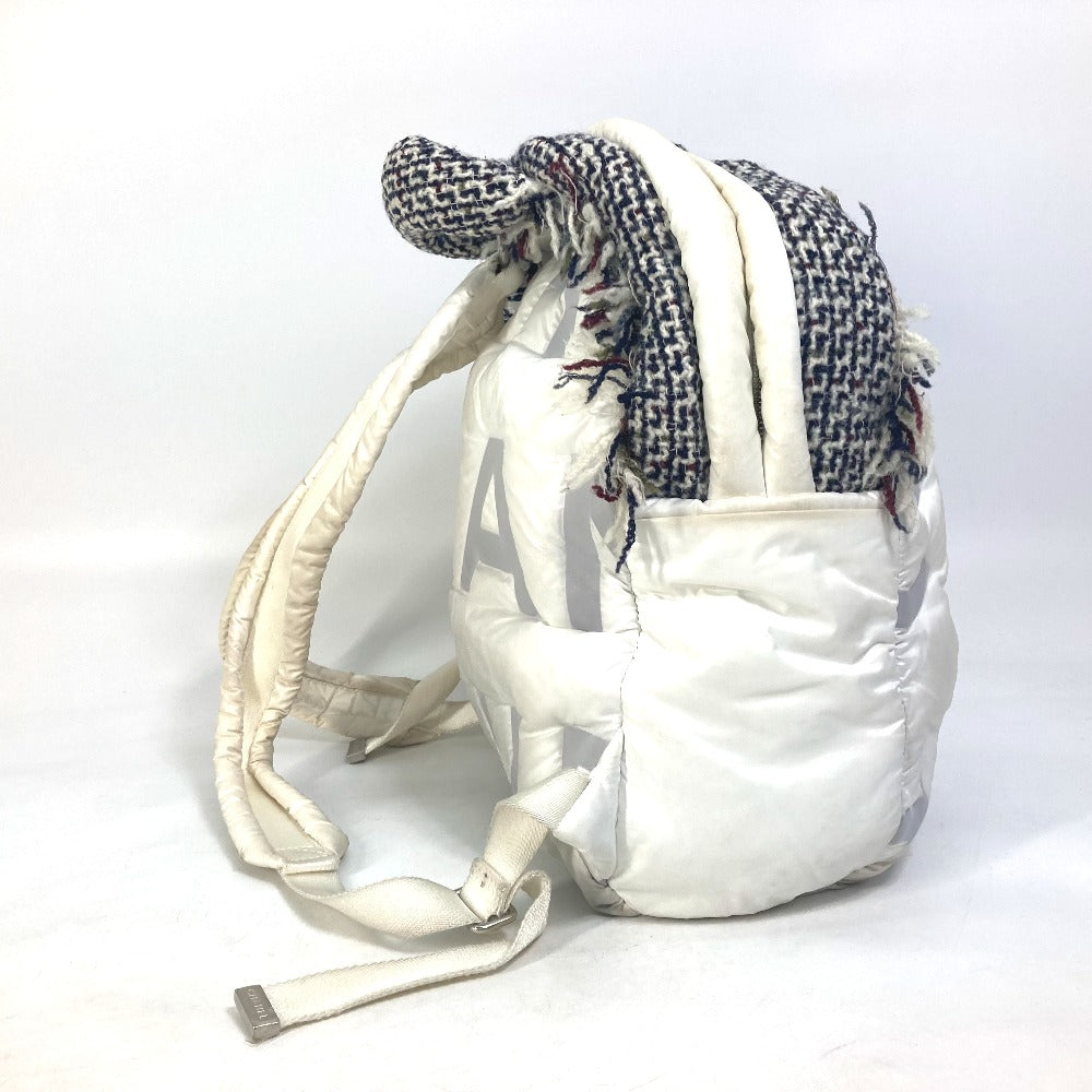 CHANEL Backpack A91933 Nylon, Tweed white fringed bag Doudone Women Used