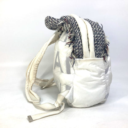 CHANEL Backpack A91933 Nylon, Tweed white fringed bag Doudone Women Used