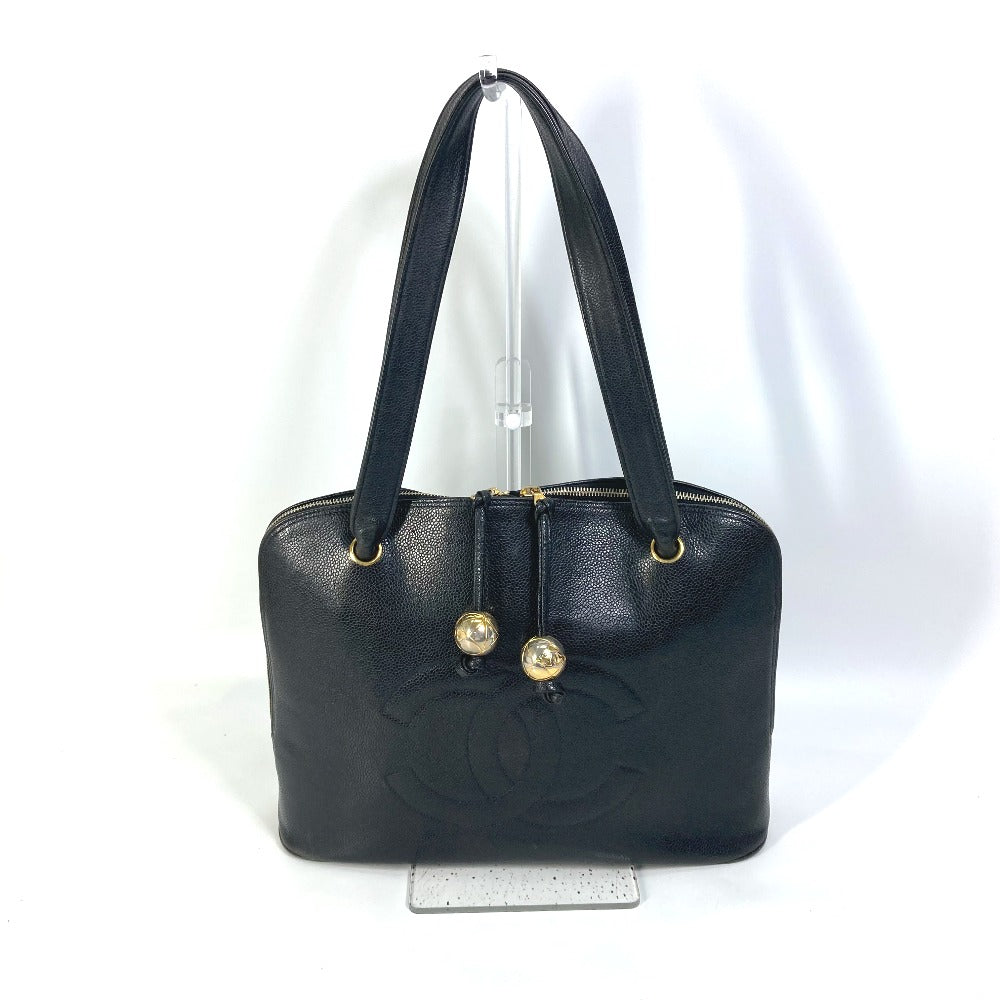 CHANEL Shoulder Bag Caviar skin black Shoulder CC COCO Mark Cocoball