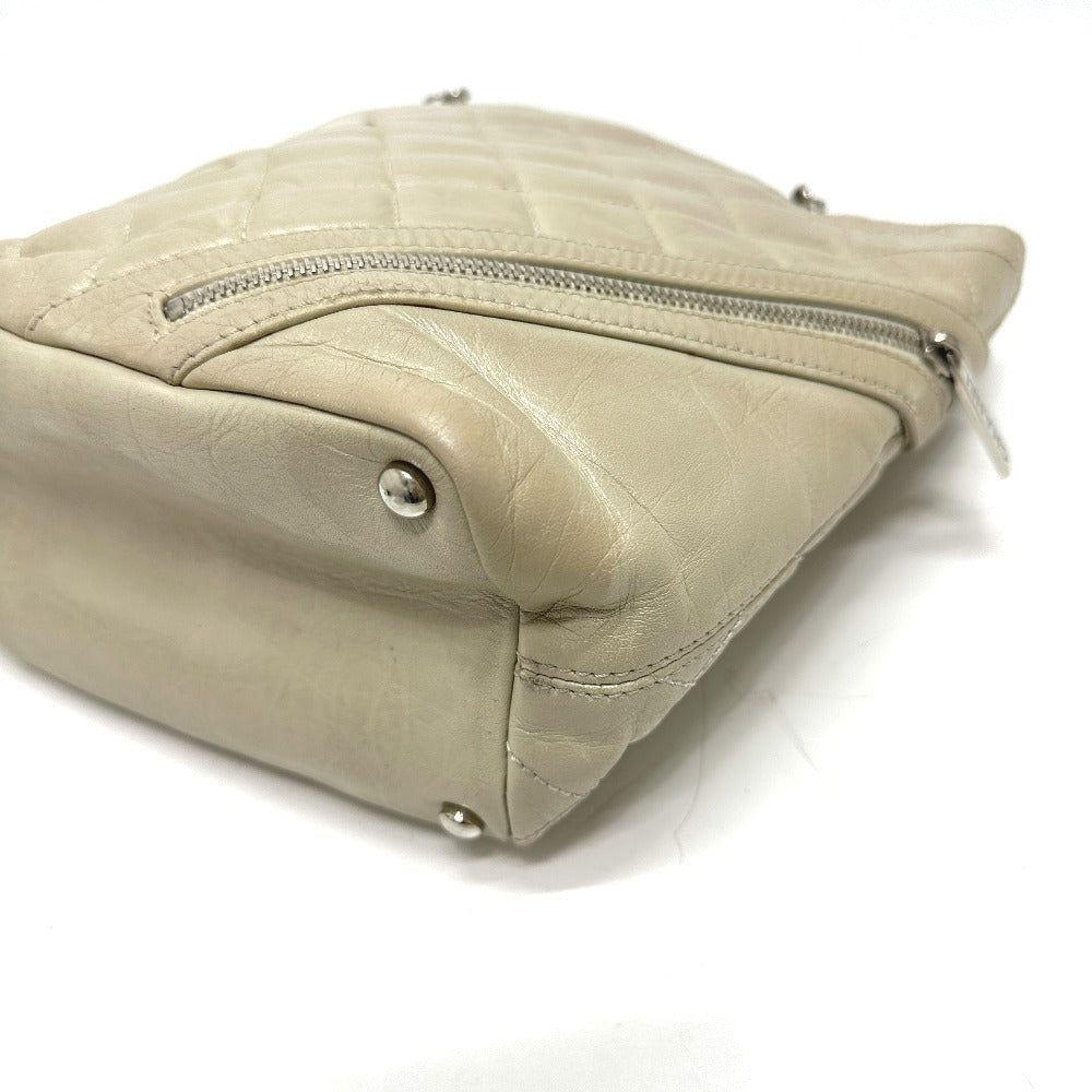 CHANEL Shoulder Bag A34317 leather white Cambon Line Cotton Club CC COCO Mark