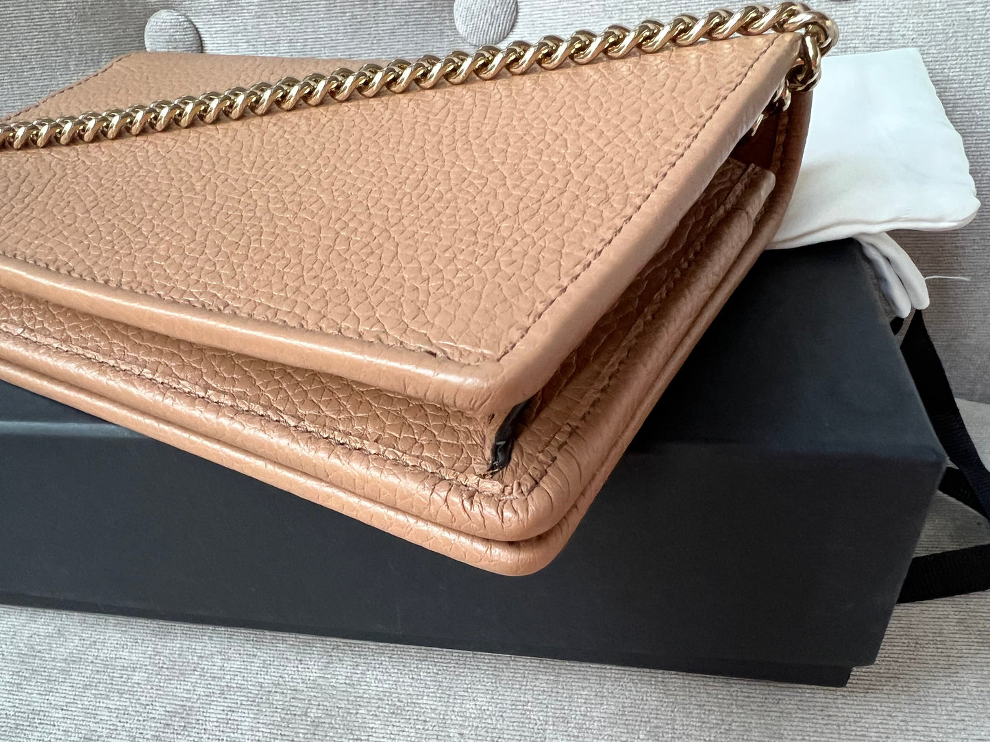 Gucci Rose Beige Soho Chain Wallet