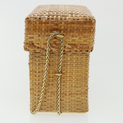 Chanel Basket Chain Shoulder Bag Leather rattan Beige CC Auth A