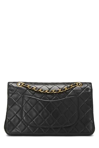 Chanel,  Black Quilted Lambskin Classic Double Flap Medium, Black