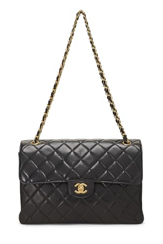 Chanel,  Black Quilted Lambskin Double Sided Classic Flap Medium, Black