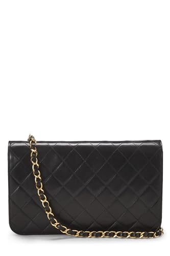 Chanel,  Black Quilted Lambskin Snap Full Flap Small, Black