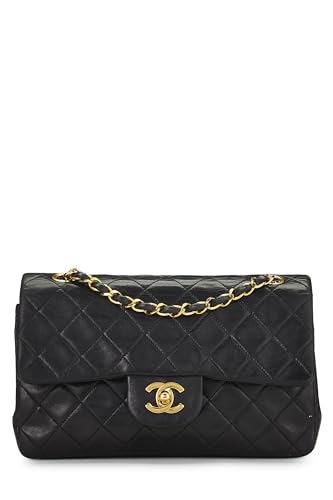 Chanel,  Black Quilted Lambskin Classic Double Flap Small, Black