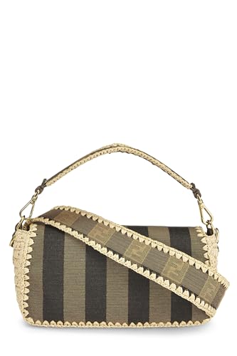 Fendi,  Brown Pequin Canvas Convertible Baguette Medium, Multi