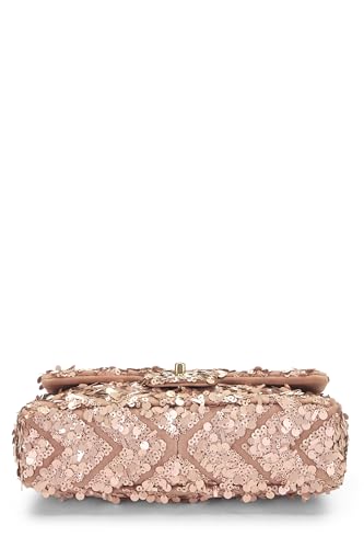 Chanel,  Pink Sequin Chevron Flap Medium, Pink