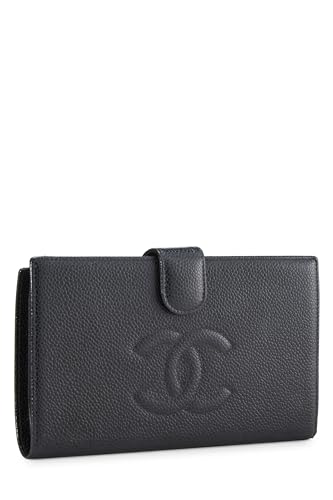 Chanel,  Black Caviar Timeless 'CC' Long Wallet, Black