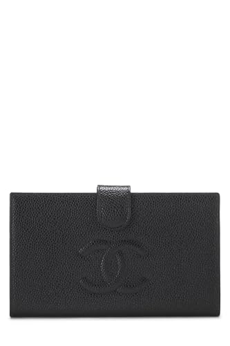 Chanel,  Black Caviar Timeless 'CC' Long Wallet, Black