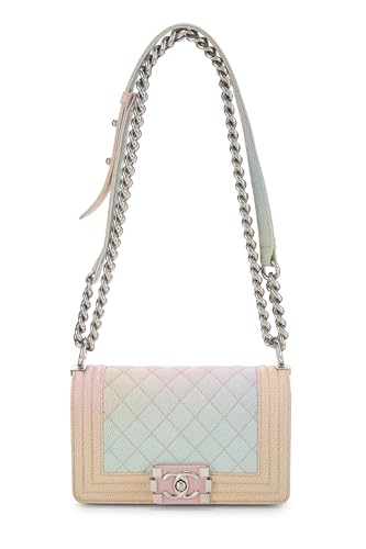 Chanel,  Rainbow Quilted Caviar Boy Bag Small, Pink