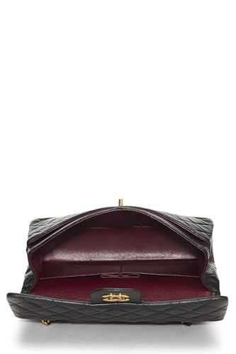 Chanel,  Black Quilted Lambskin Classic Double Flap Medium, Black