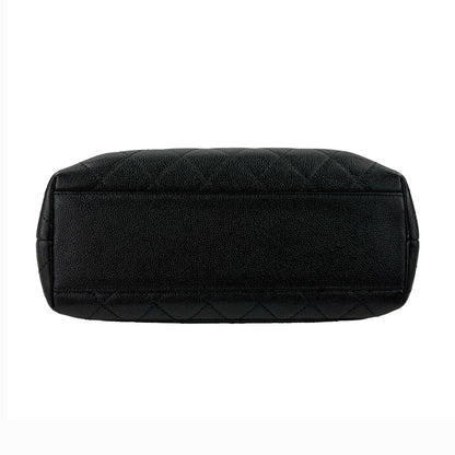 CHANEL Vintage Large Quilted CC Caviar Kelly Flap Bag - Top Handle