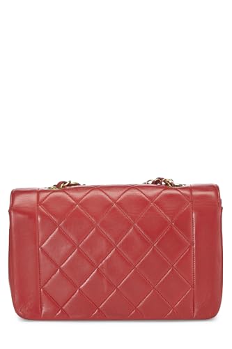 Chanel,  Red Quilted Lambskin Diana Flap Small, Red