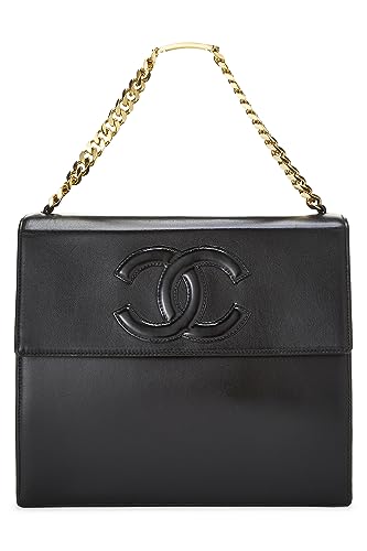 Chanel,  Black Lambskin 'CC' Flap Handbag, Black