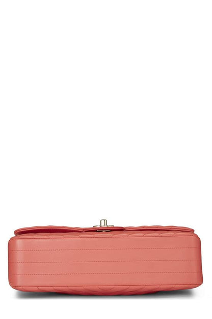 CHANEL,  Pink Chevron Lambskin Classic Double Flap Medium, Pink