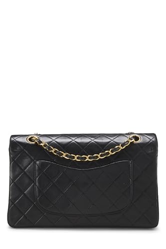 Chanel,  Black Quilted Lambskin Classic Double Flap Medium, Black