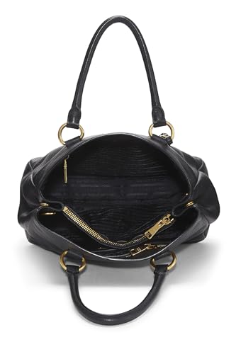 Prada,  Black Vitello Daino Convertible Tote, Black