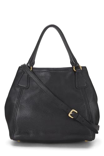 Prada,  Black Vitello Daino Sacca 2 Manici, Black