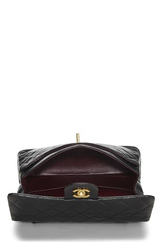 Chanel,  Black Quilted Lambskin Classic Double Flap Medium, Black