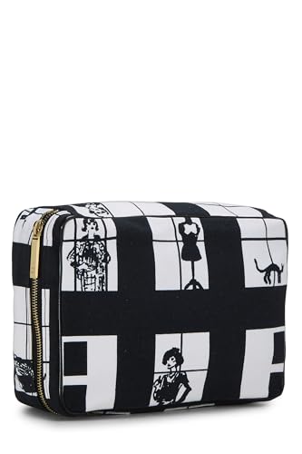Chanel,  Black & White Canvas Coco Window Cosmetic Pouch, Black