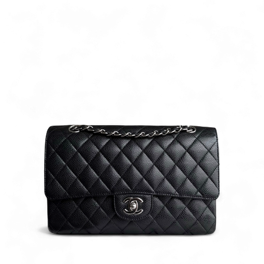 Chanel Classic Flap Medium - Caviar 25CM Quilted Black Silver Hardware Series 14