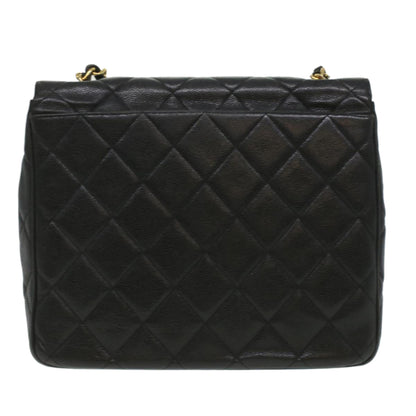 Chanel Big Matelasse Turn Lock Shoulder Bag Caviar Skin Black CC Auth A
