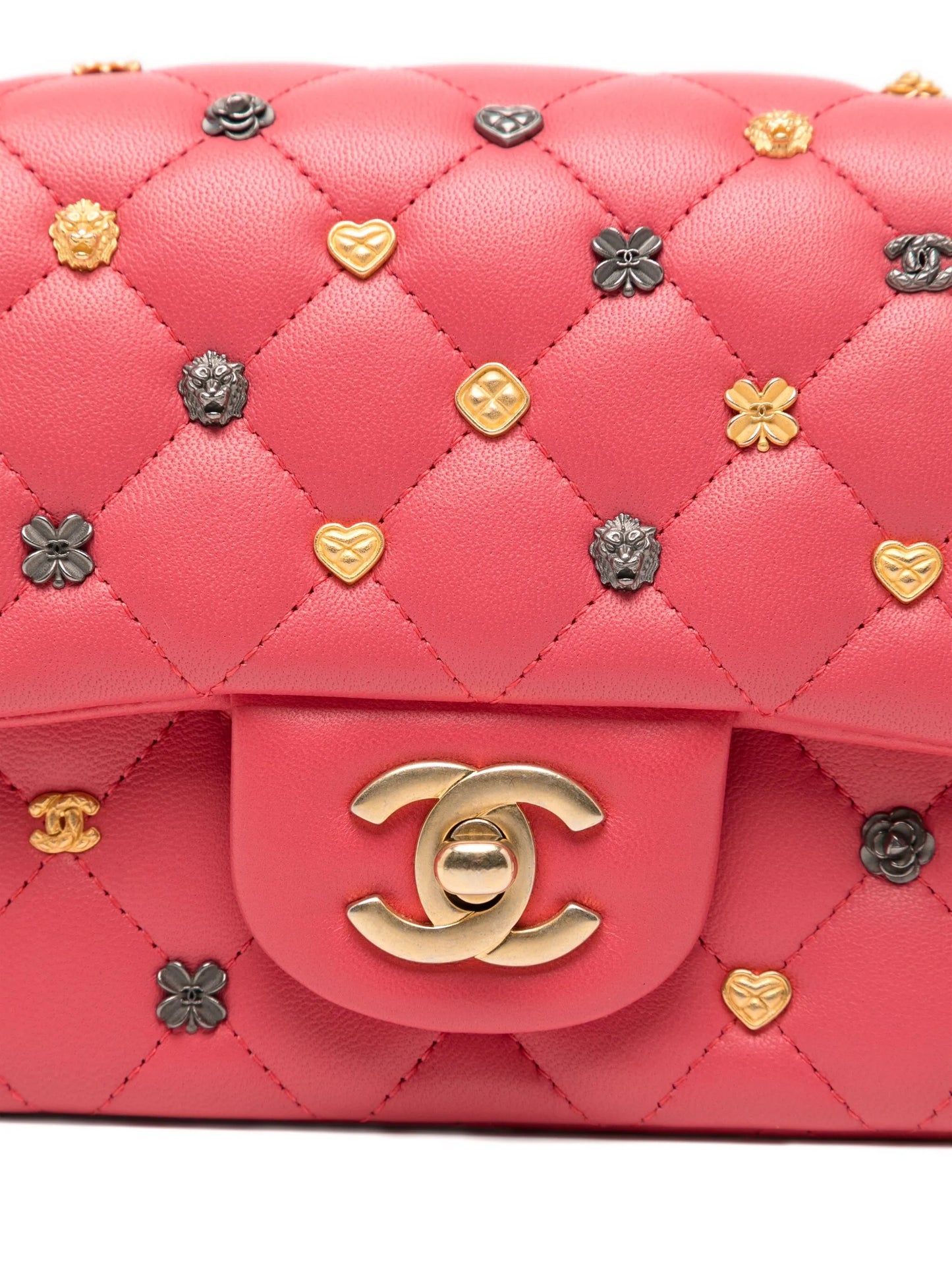 Quilted Studded Mini Flap Bag Pink