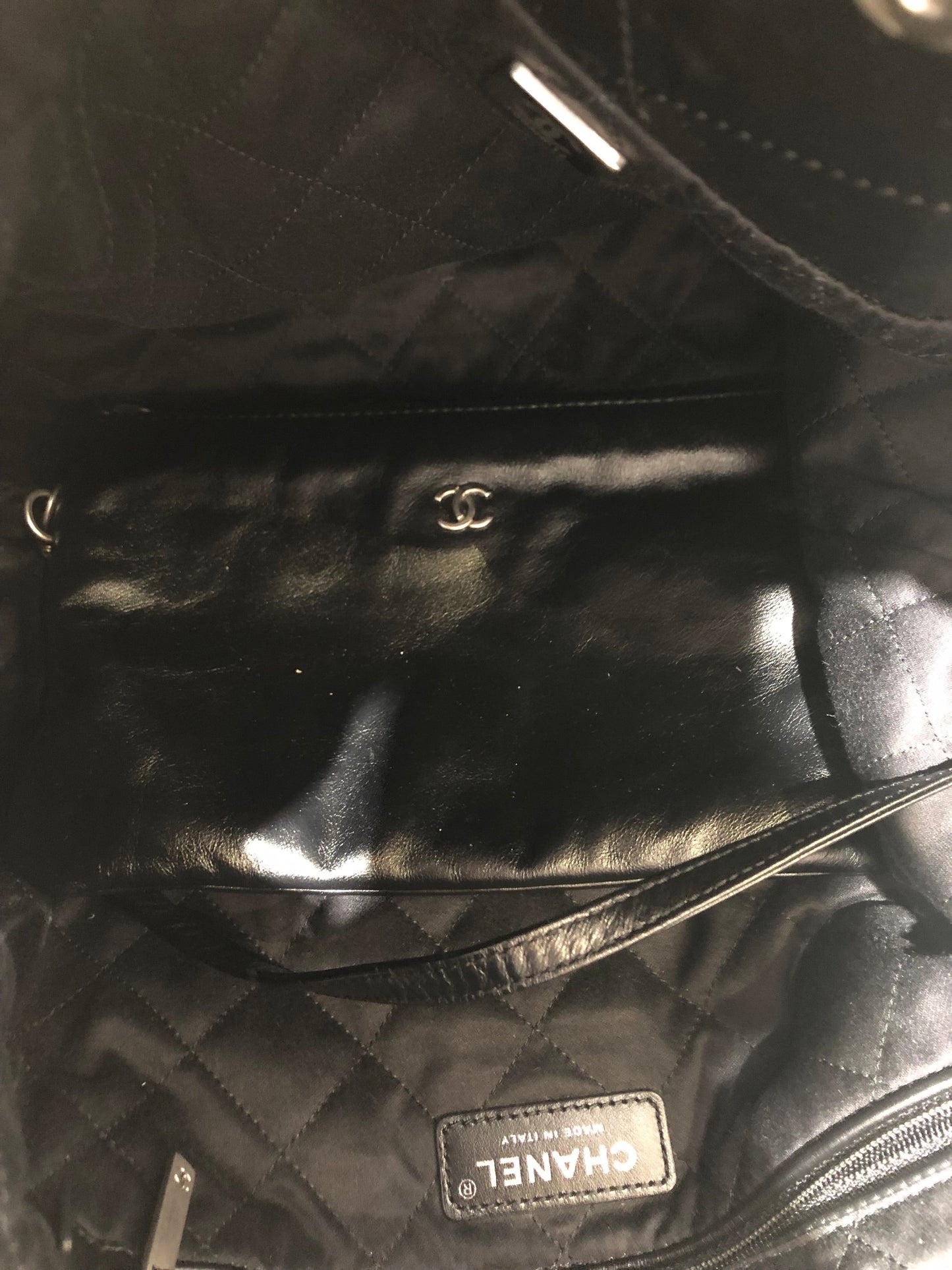Chanel Hand Bag Leather BLK '22 QUILTED HOBO
