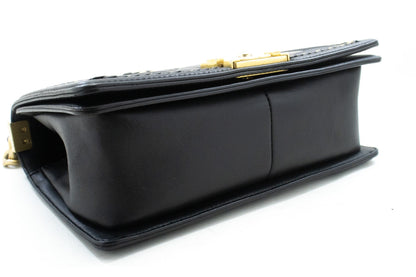 Chanel Boy Chain Shoulder Bag Black Quilted New Lambskin Leather
