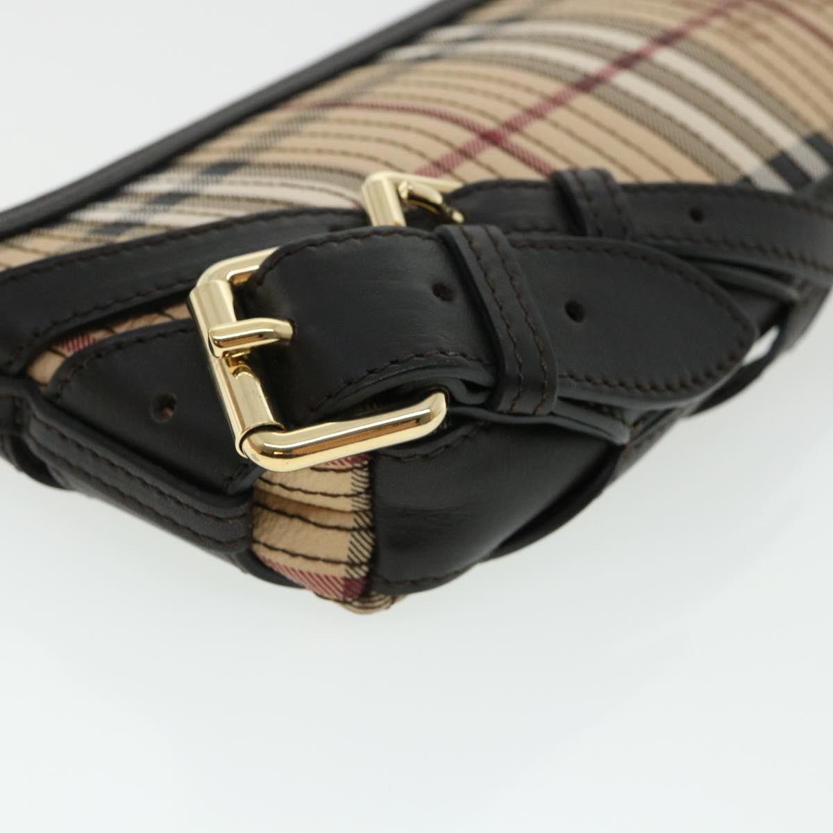 Burberry Nova Check Shoulder Bag Canvas Leather Beige Auth 32763A