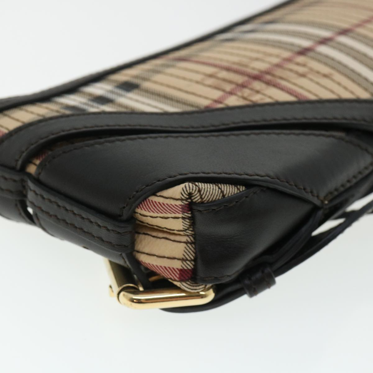 Burberry Nova Check Shoulder Bag Canvas Leather Beige Auth 32763A