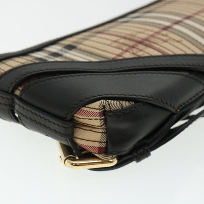 Burberry Nova Check Shoulder Bag Canvas Leather Beige Auth 32763A