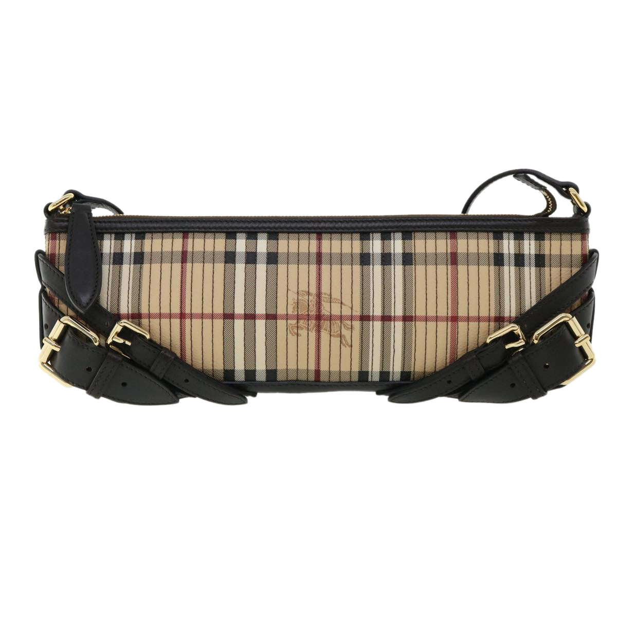 Burberry Nova Check Shoulder Bag Canvas Leather Beige Auth 32763A