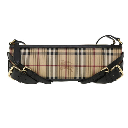 Burberry Nova Check Shoulder Bag Canvas Leather Beige Auth 32763A