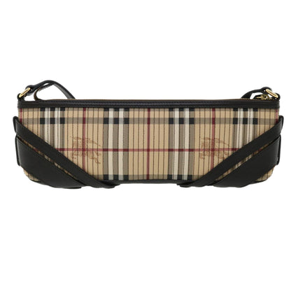 Burberry Nova Check Shoulder Bag Canvas Leather Beige Auth 32763A