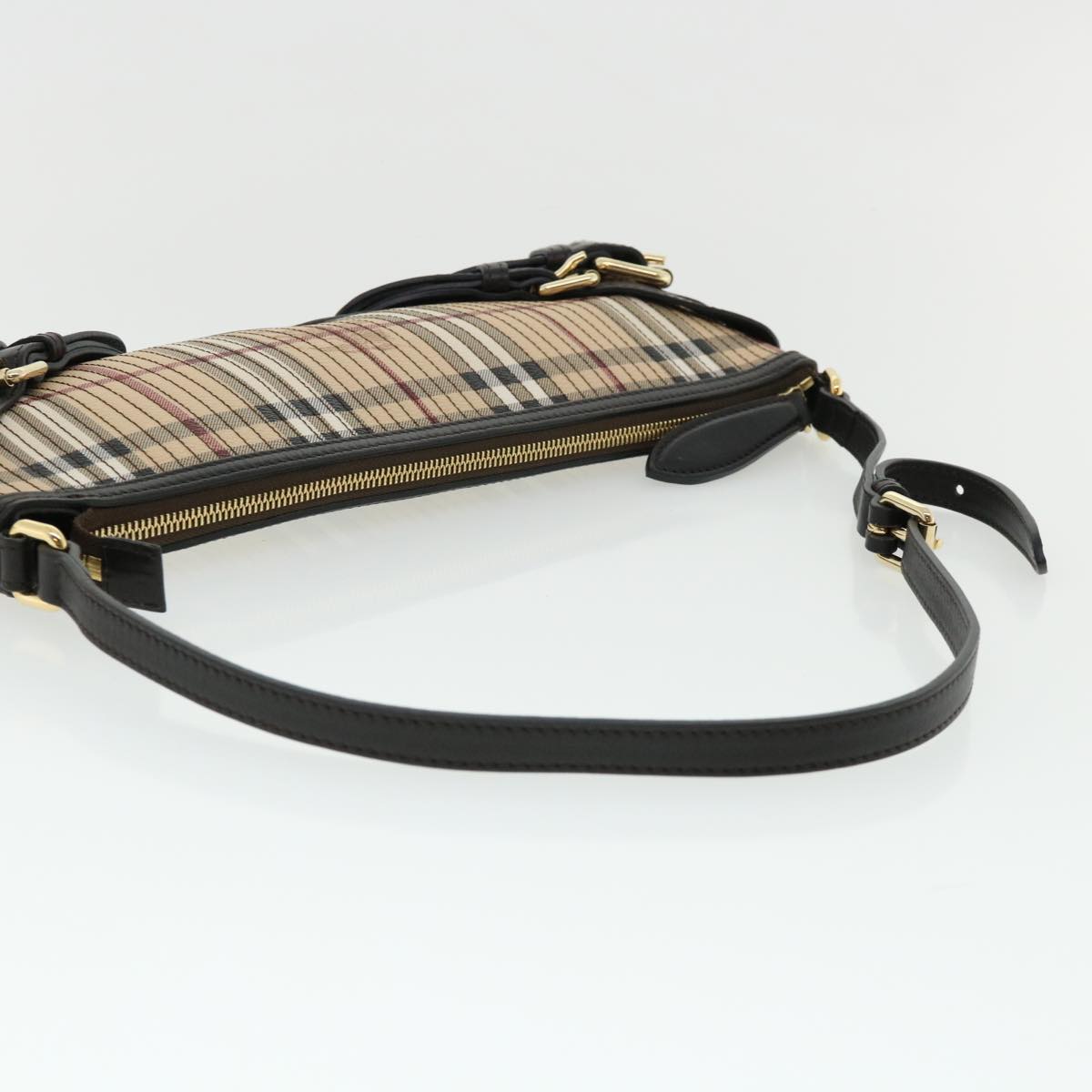 Burberry Nova Check Shoulder Bag Canvas Leather Beige Auth 32763A