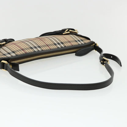 Burberry Nova Check Shoulder Bag Canvas Leather Beige Auth 32763A