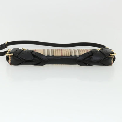Burberry Nova Check Shoulder Bag Canvas Leather Beige Auth 32763A