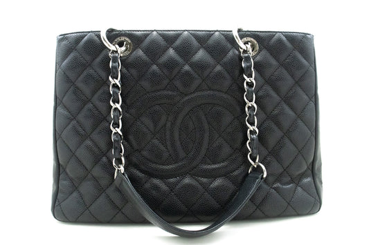 CHANEL Caviar GST 13" Grand Shopping Tote Chain Shoulder Bag Black