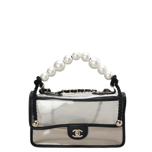 Chanel Sand By The Sea timeless Flap Bag With Pearl Strap in medium size