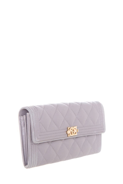 Chanel 2020 Grey Quilted Caviar Wallet