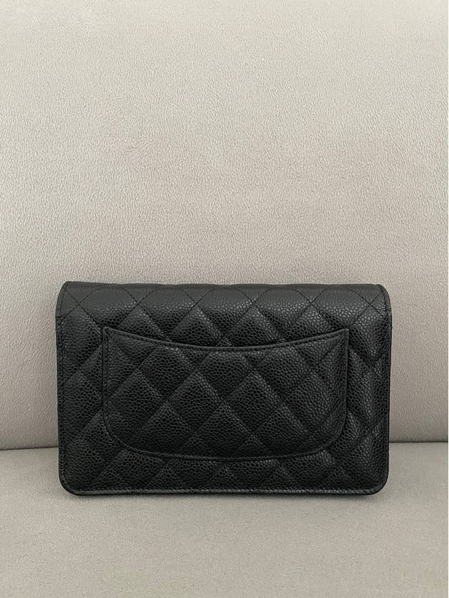 Classic Wallet On Chain Crossbody Bag Grained Calfskin Gold Black Chanel