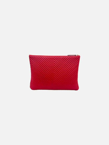 CHANEL O Case Red Chevron Clutch