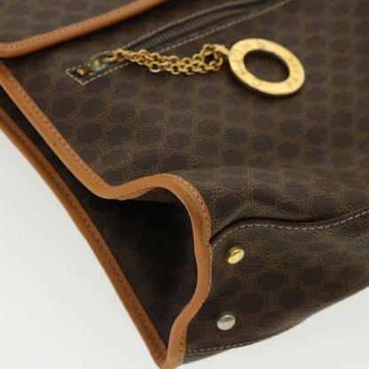 Celine Macadam Canvas Hand Bag PVC Leather Brown  33149