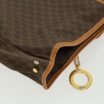 Celine Macadam Canvas Hand Bag PVC Leather Brown  33149