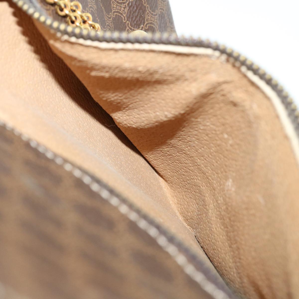Celine Macadam Canvas Hand Bag PVC Leather Brown  33149