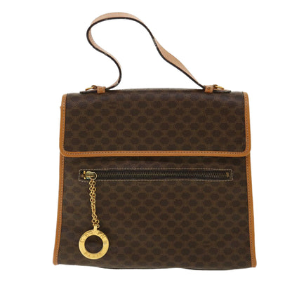Celine Macadam Canvas Hand Bag PVC Leather Brown  33149
