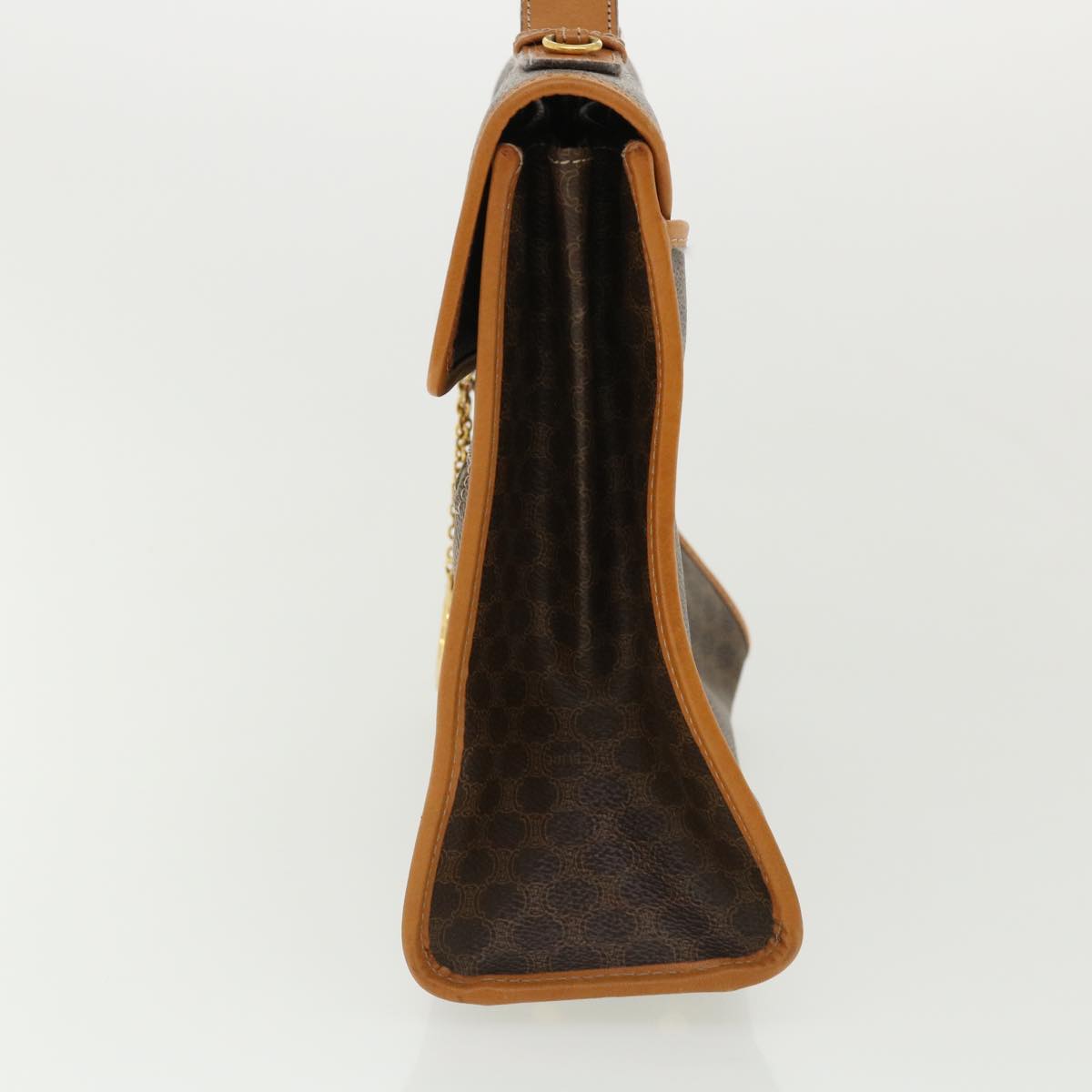 Celine Macadam Canvas Hand Bag PVC Leather Brown  33149