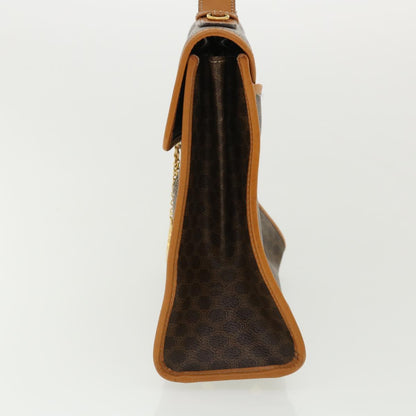 Celine Macadam Canvas Hand Bag PVC Leather Brown  33149